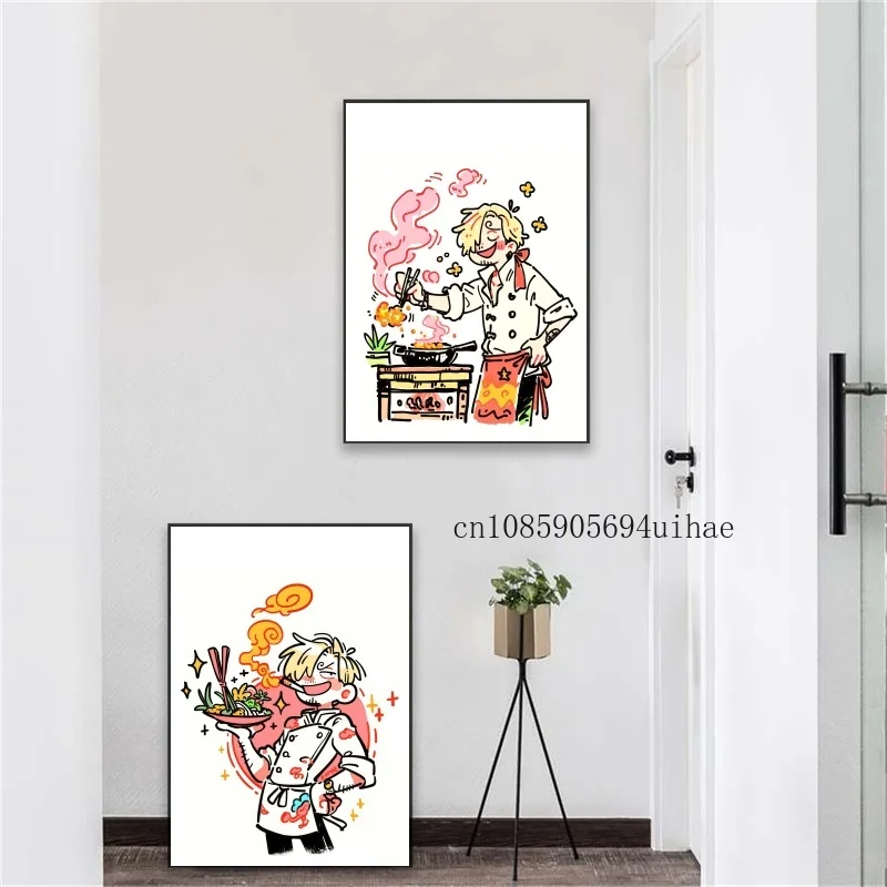 

Japanese One Piece Anime Figure Character Luffy Zoro Z Chopper Canvas Painting Poster Home Room Wall Decoration Painting Gift