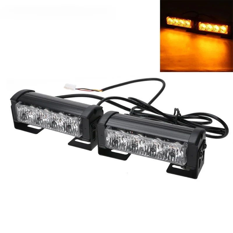 4LED One Drag Two Strobe Middle Net Warning Light 8LED Strobe Lamp One Drag Two Long Bumper Light Opening