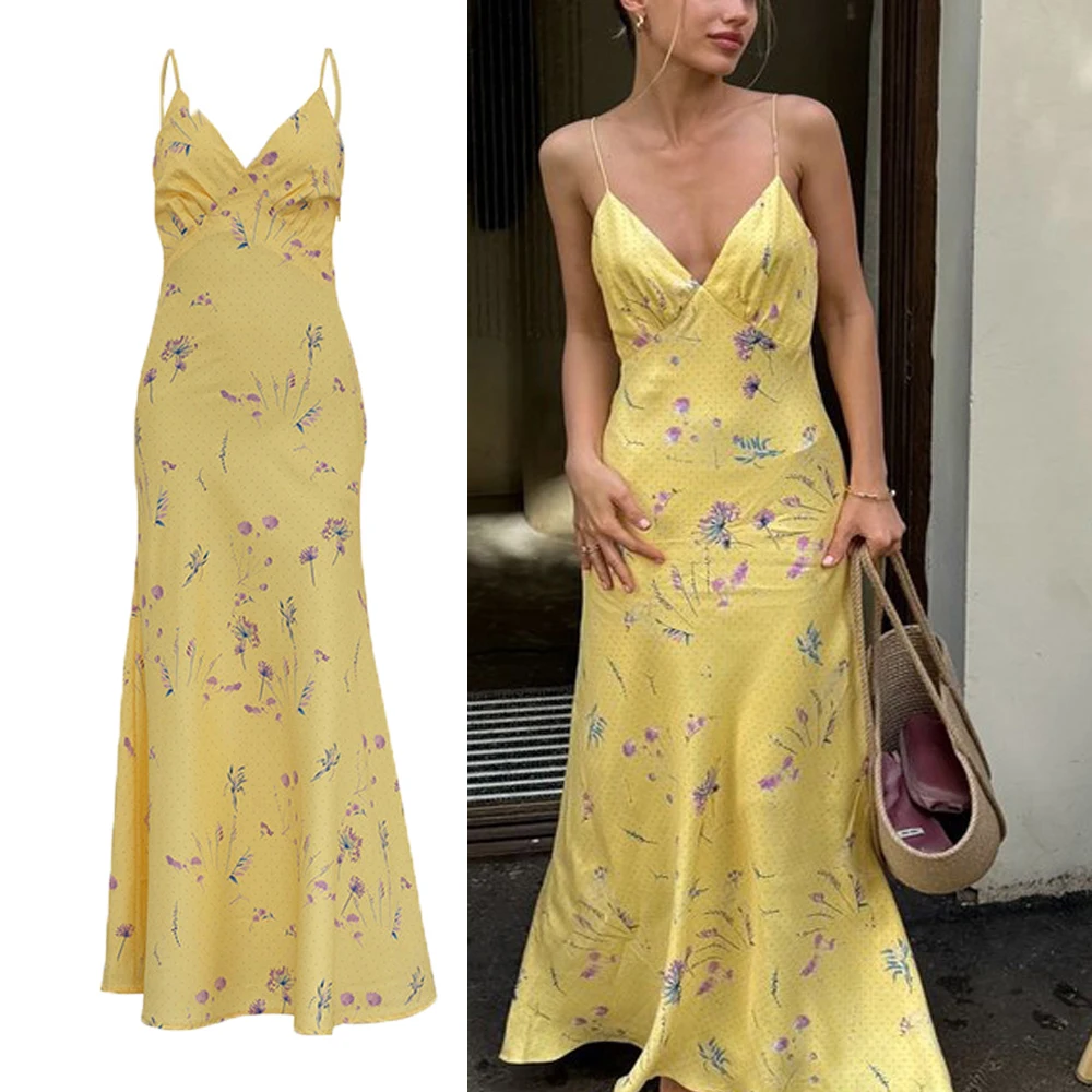 

DriftWear Sexy Deep V Neck Dress Sleeveless Bodycon Maxi Dress off shoulder high waisted camisole long skirt Summer Beach Party