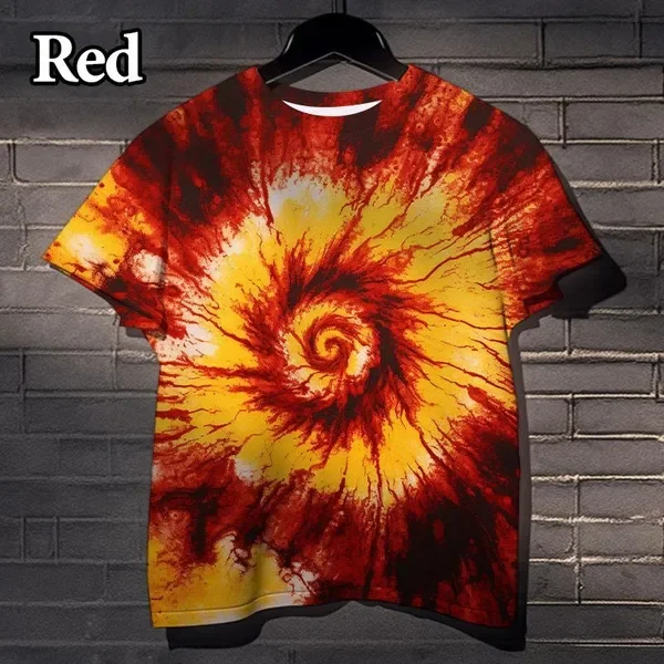 Colorful Tie-dye Pattern 3D Printing T-shirt Fashion Casual Personality Street Trend T-shirt Cool Fun Short-sleeved Top