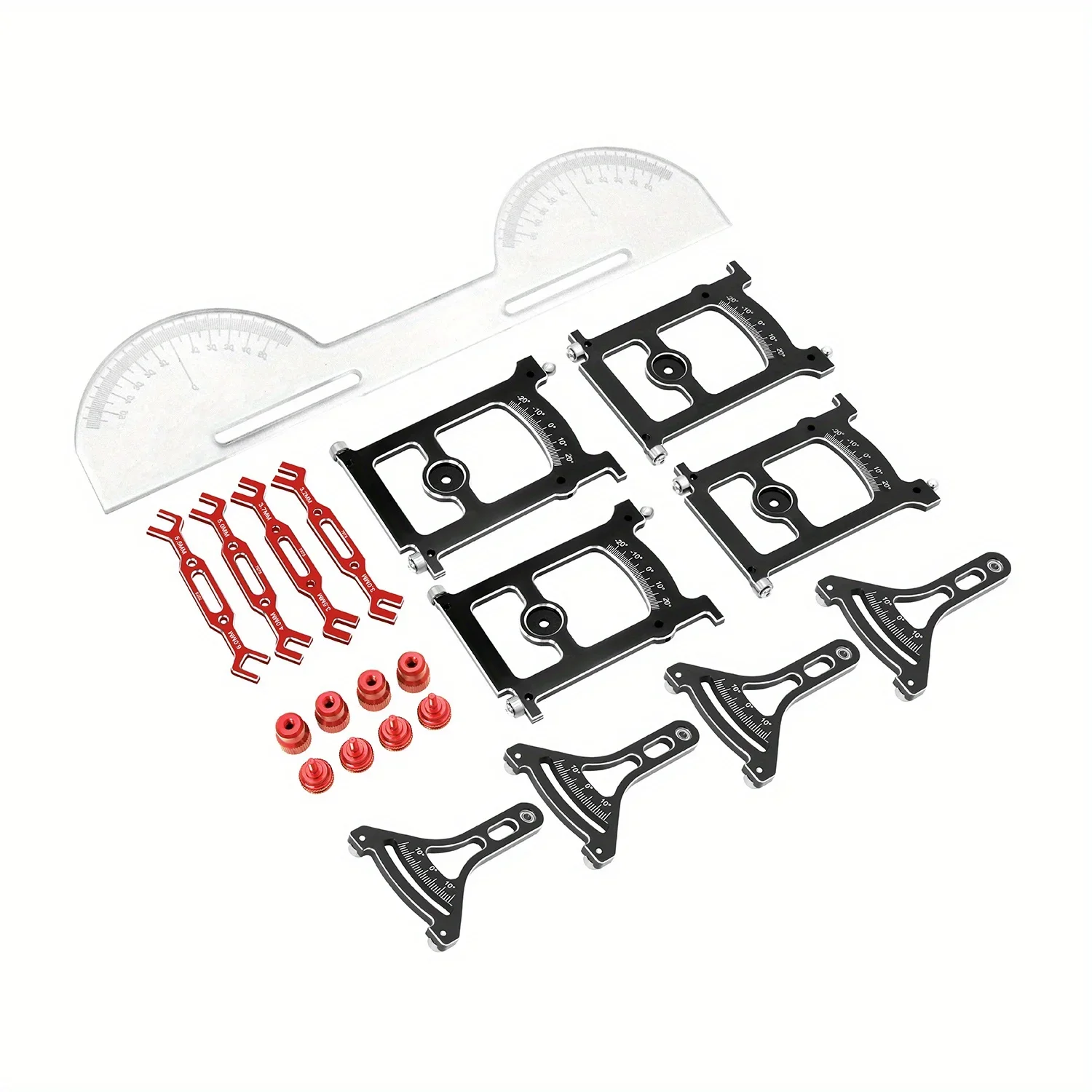Aluminium-Chassis-Setup-System, Messwerkzeug-Set mit Linealschlüssel für 1/10 On ROAD Axial SCX10 Capra TRX4 Yikong Upgrade