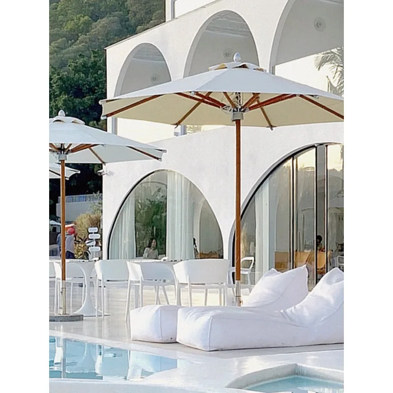 Outdoor parasol, aluminum alloy round windproof large thickened center column umbrella