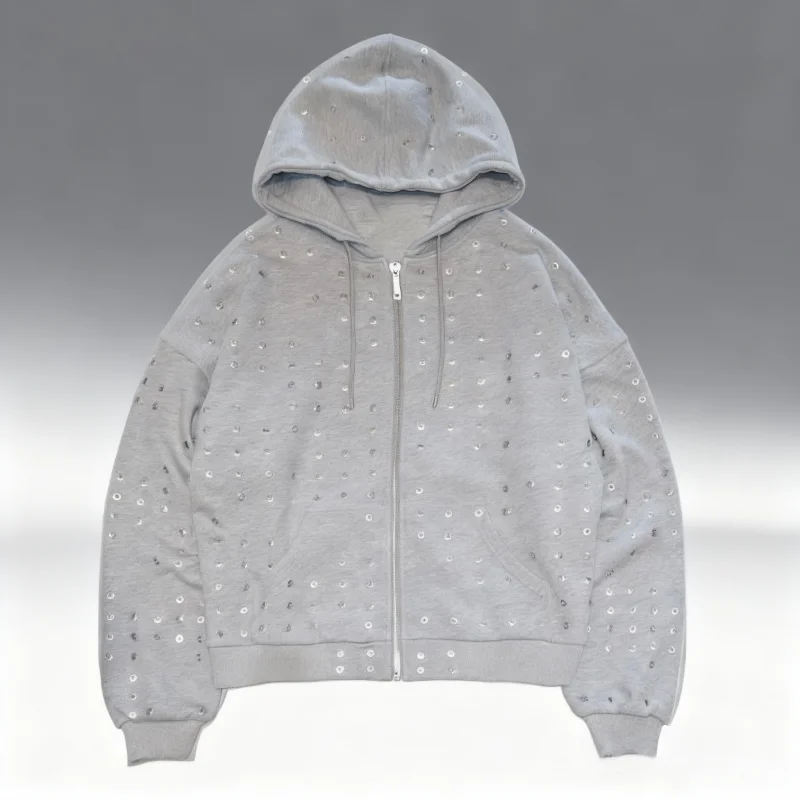 سترة بغطاء للرأس مزخرفة بعيينة سوداء للجنسين، سترة Y2K كبيرة الحجم ملابس الشارع، سويت شيرت كاجوال بقلنسوة للرجال والنساء #3