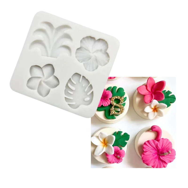 Cake Tool Hibiscus Syriacus Flower Silicone Mold Leaf Sugarcraft Chocolate Fondant Tool Sugarcraft Mould