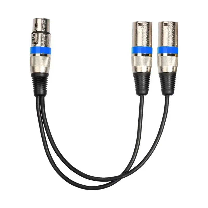 XLR fêmea Jack para Dual 2 macho Plug Y Splitter, cabo adaptador, amplificador alto-falante, fone de ouvido Mixer Transmissão, 3Pin, 30cm