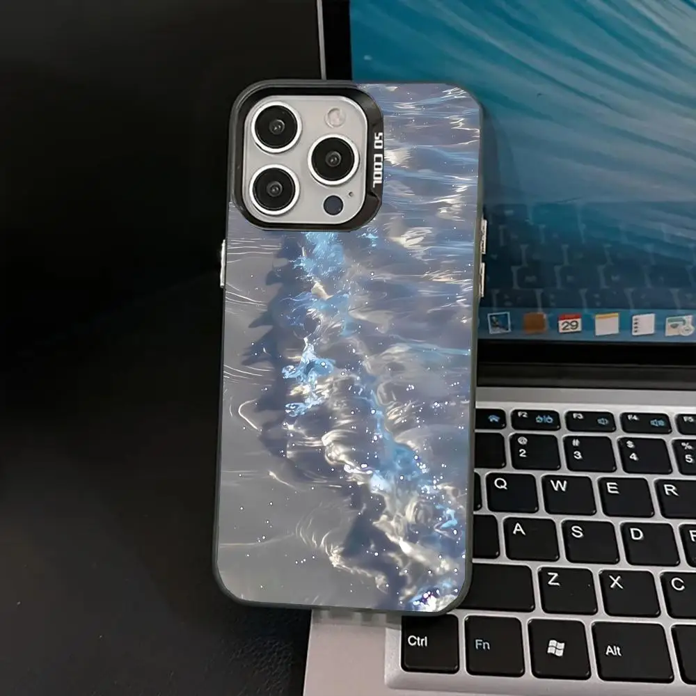 

The sea surface sparkles with ripples case for iPhone 16 15 14 13 12 11 Pro/ Max/Plus shock-proof rear cover anti-fingerprint