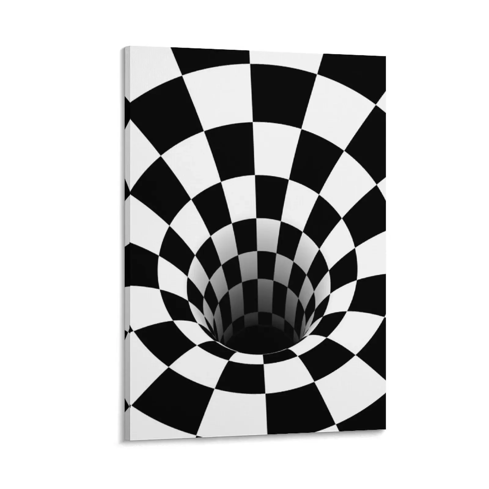 

Optical Illusion Black Hole Checkerboard (Black/White) Canvas Painting house decoration poster aesthetic Paintings for bedroom