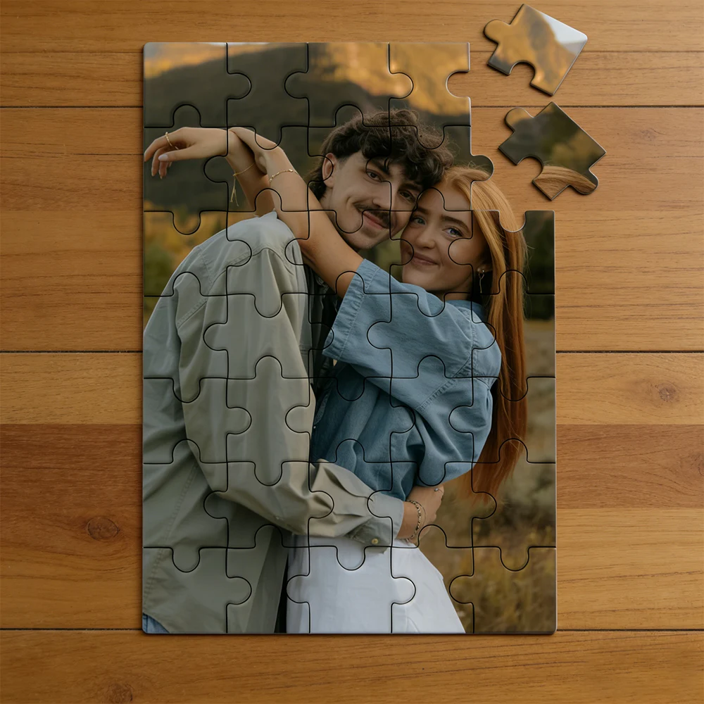 1 PC Custom Photo, With Frame or Only Puzzles Personalized Heart-Shaped Puzzle Couple Portrait Jigsaw, Holiday Custom Jigsaw Gif image 3