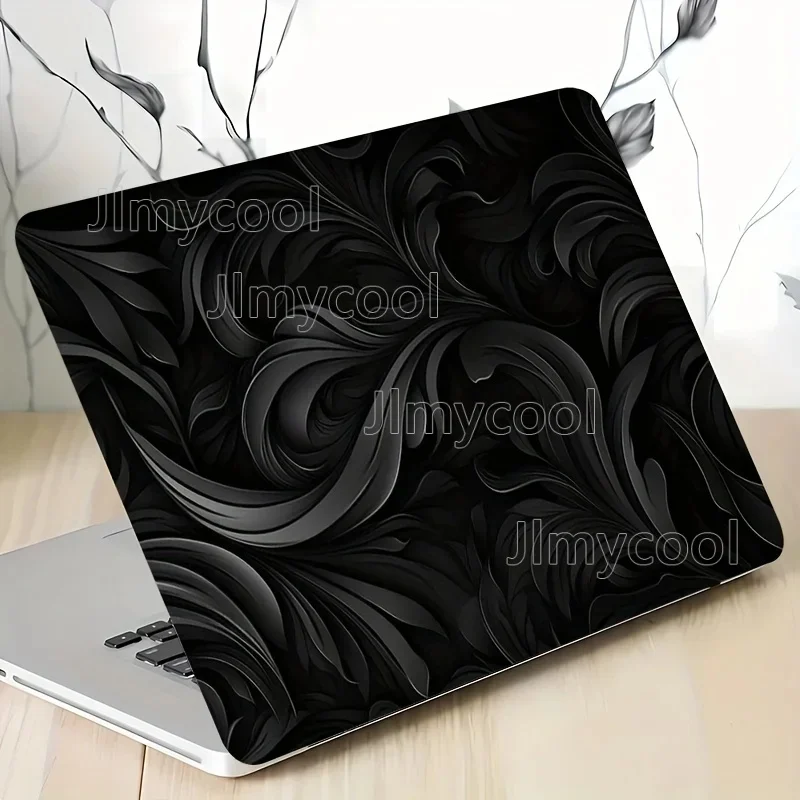 2 Pack Elegant Black Floral Laptop Skins - PVC Material Perfect for Laptop Car Helmet Motorcycle and Refrigerator Decoration