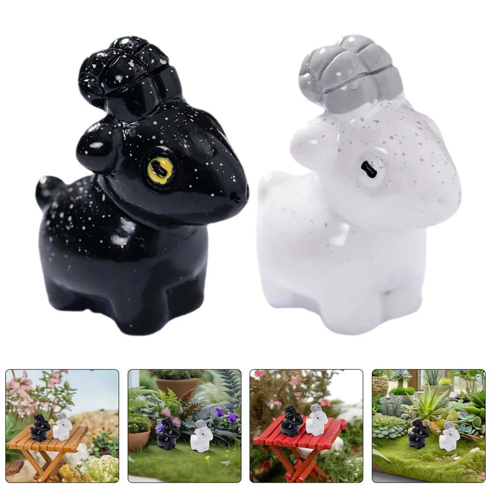 12 قطعة صغيرة الماعز الراتنج الديكور لطيف الحيوانات الصغيرة زخرفة DIY بها بنفسك الحرفية حديقة المنزل مكتب بونساي عرض الأغنام ديكور المنزل #1