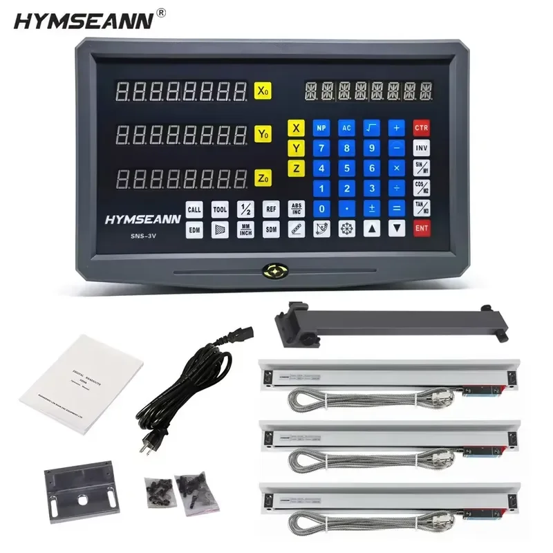 High Accuracy SNS-3V 3 Axis Lathe Mill DRO Digital Readout Kit With 3 PCS 50mm-1000mm Linear Scale Encoder Optical Grating