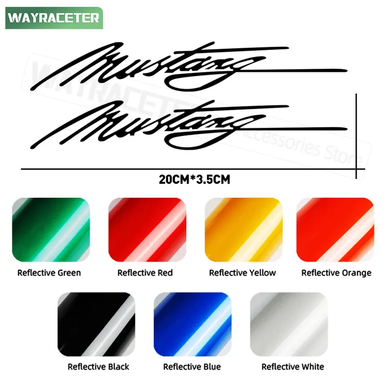 2 Pcs Creative Car Window Sticker Reflective Signature Body Vinyl Decal For Ford Mustang GT Shelby Mach-E Accessories