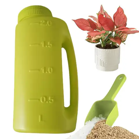 핸드 스프레더 2L 비료 스프레더 스쿠프 포함 손잡이가 있는 얼음 녹는 셰이커 조절 가능한 개구부 크기 제빙기 디스펜서