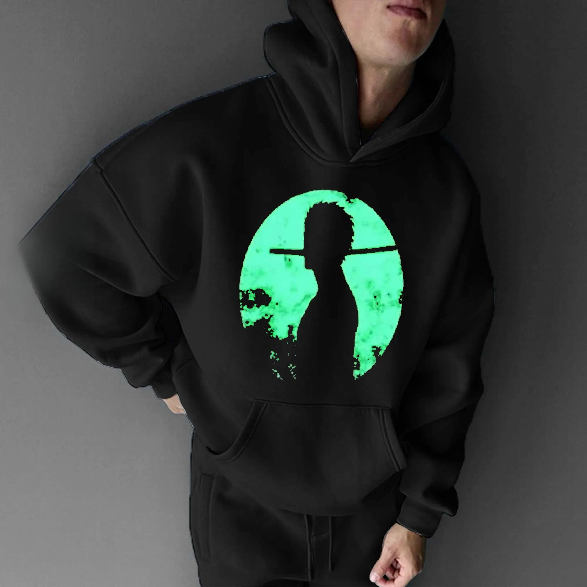 قطعة واحدة وسيم سورون الرسوم المتحركة الطباعة الخريف والشتاء الرجال والنساء معطف شتاء عرض خاص بلون هوديي