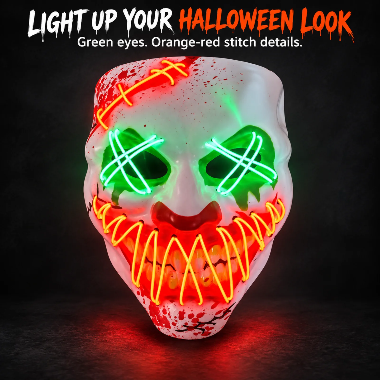 Led Purge Mask Halloween - Masque de clown lumineux à LED