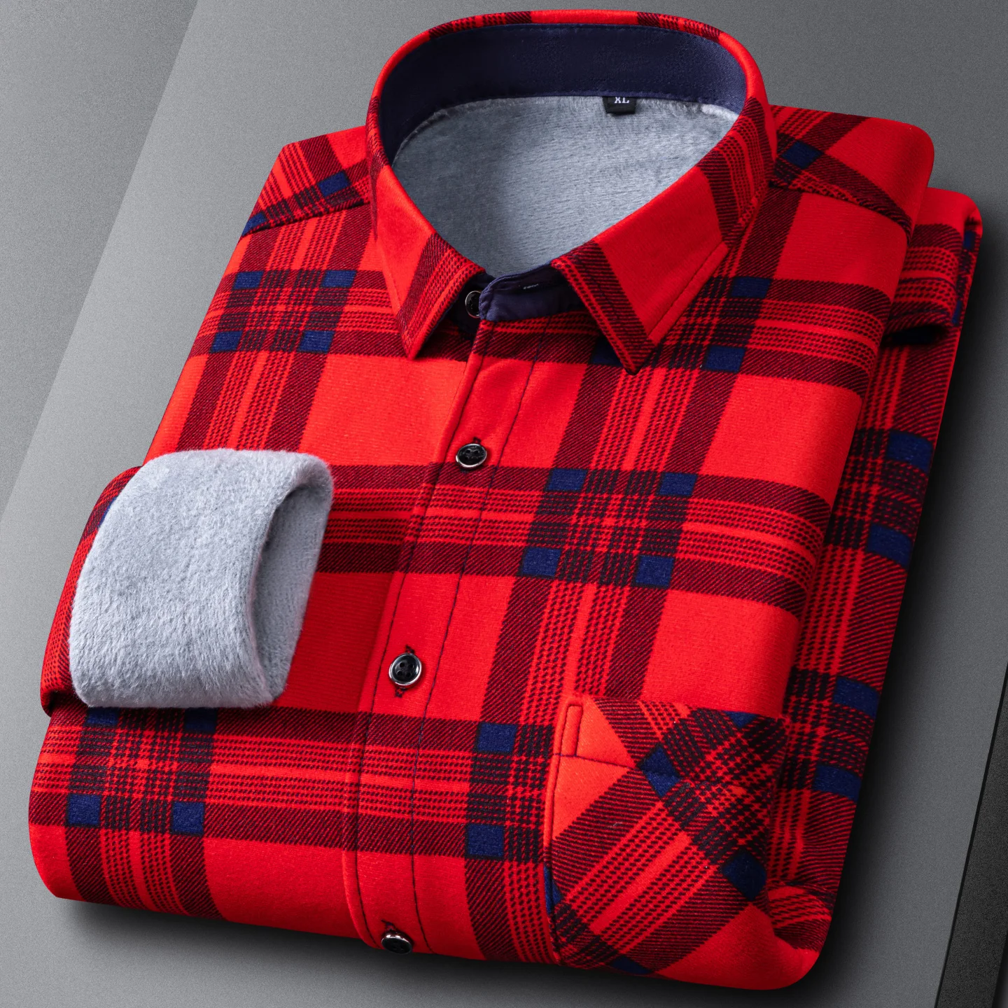 Men's double-sided fleece long-sleeved shirt, thick and warm, suitable for all seasons, comfortable and fashionable in winter.