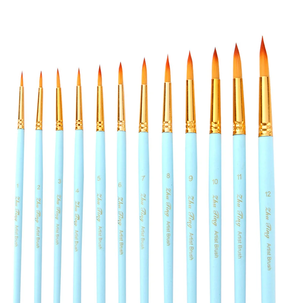 

12Pcs Art Brush Set Portable Sky-Blue Brushes for Artists Students Kids Versatile Design Precise Detailing Long Lasting