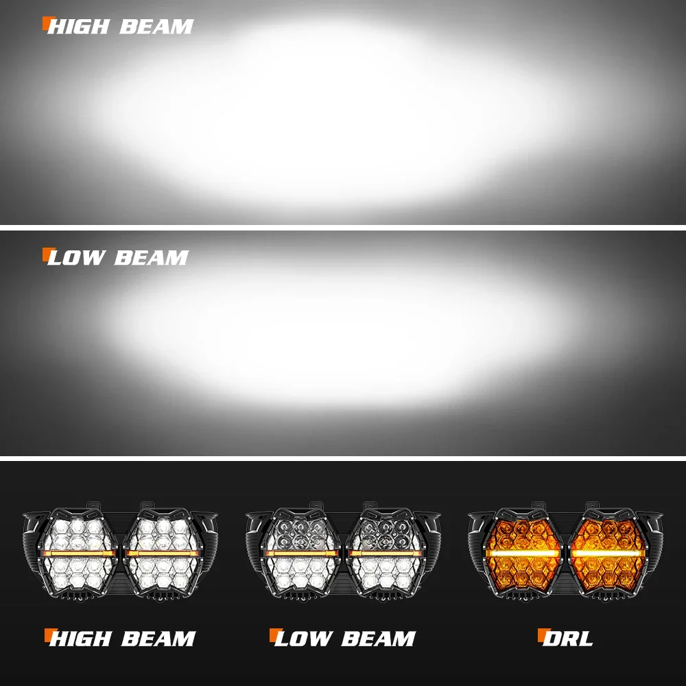 LED Head Light Headlamp Front Lamp High Low Beam Yellow Turn Signal Light for Davidson Motorcycle Road Glide 2015-2022！！