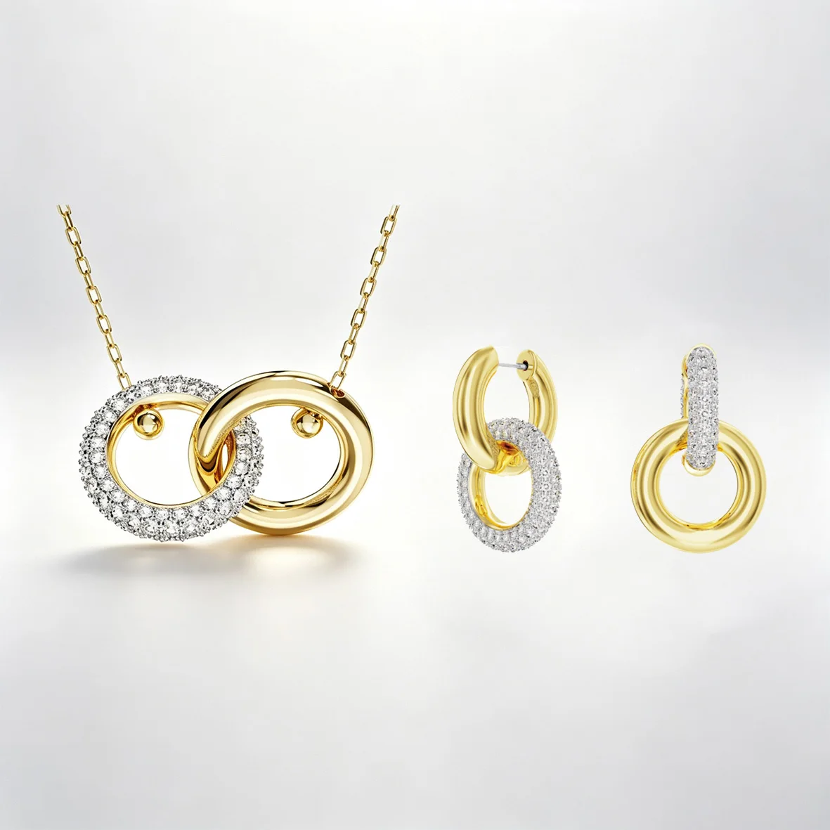 Women's Minimalist Double Ring Zircon Jewelry Set