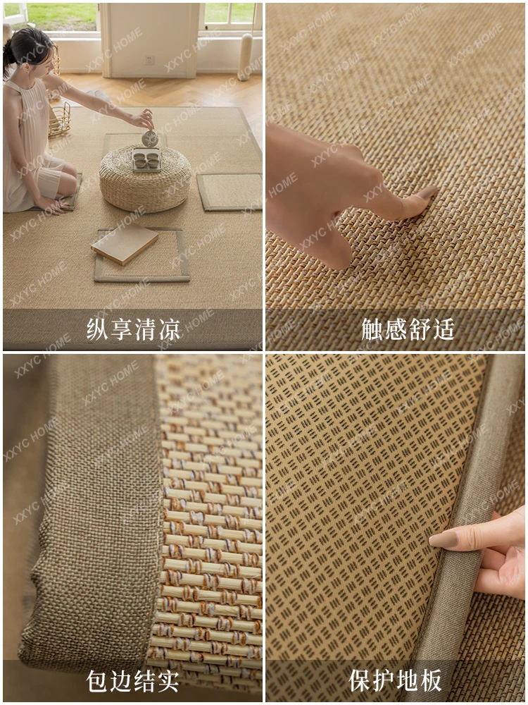 Rattan Mat Floor Mat Floor Mat Living Room Coffee Table Carpet Summer Mat Sisal Custom Bedroom Summer Blanket Mat