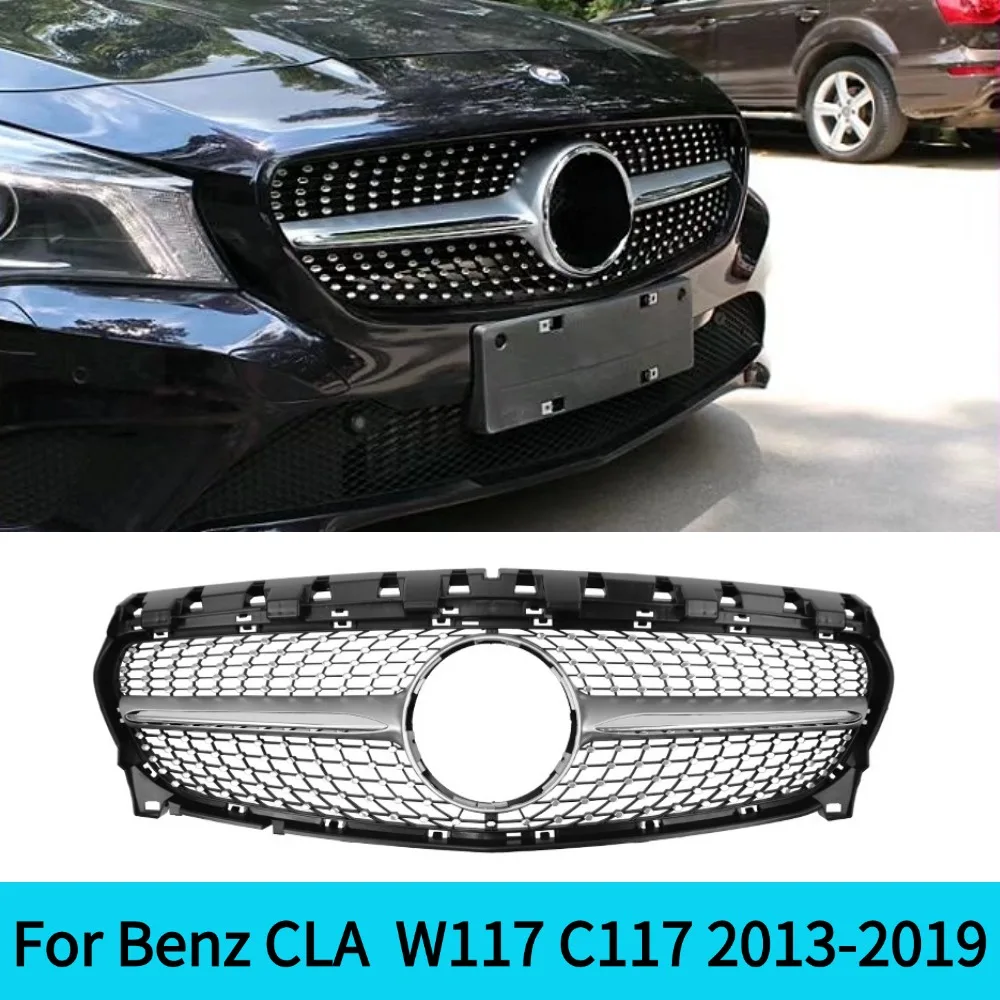 For Mercedes Benz CLA  W117 C117 220 260 180 200 GT Diamond Style Front Grille Racing Grill Mesh Tuning Accessories 2013 - 2019