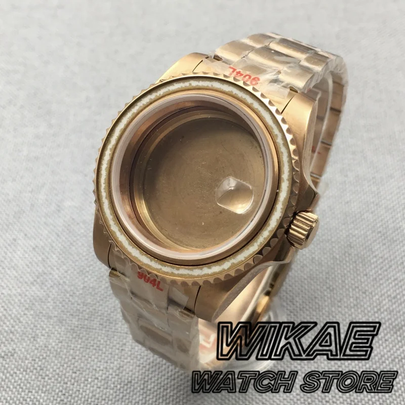 Two Tone Silver Gold Rose Black 40mm Diver Watch Case for SUB GMT Watch NH34 NH35 NH36 NH73 NH38 NH39 NH70 NH72 904L Bracelet