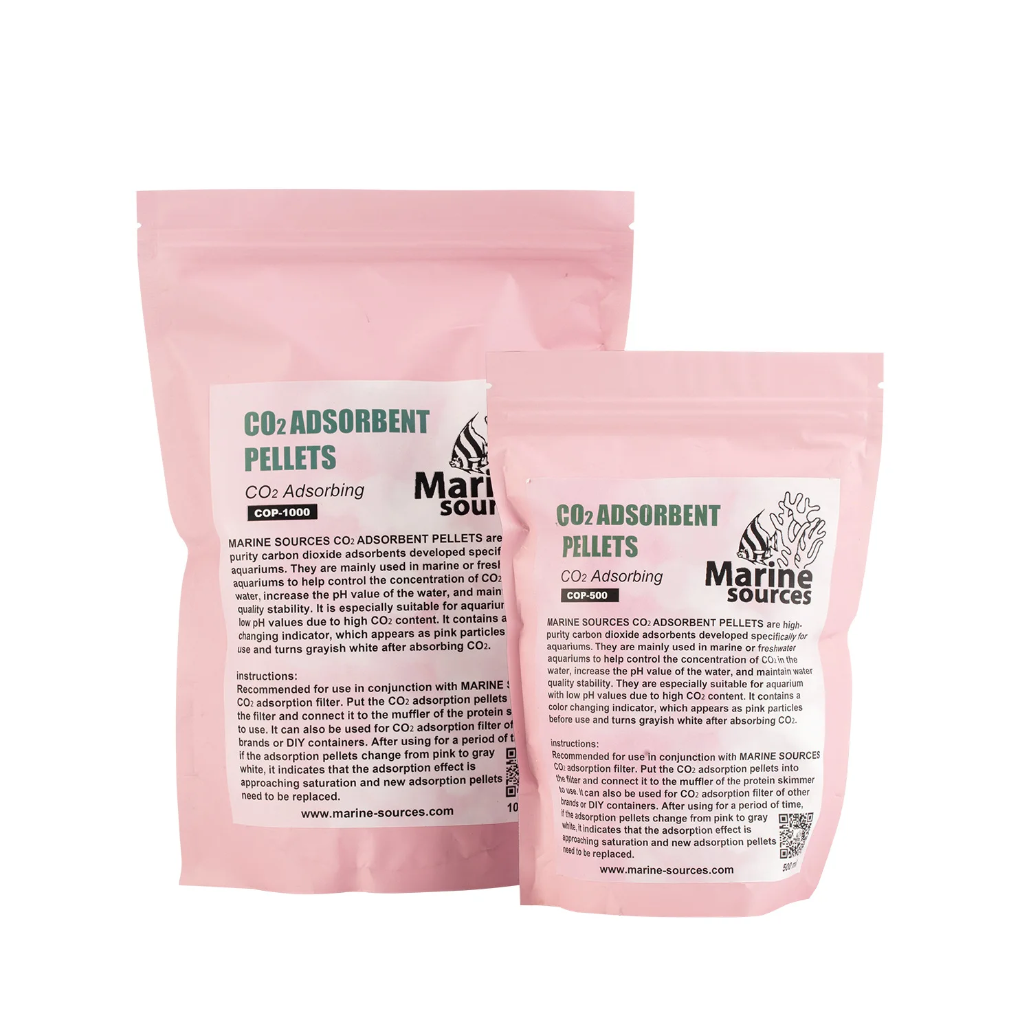 Marine Sources CO2 Adsorption Media - 500ml/1000ml pH Stabilizing Beads | Color-Changing Indicator for Aquarium pH Control