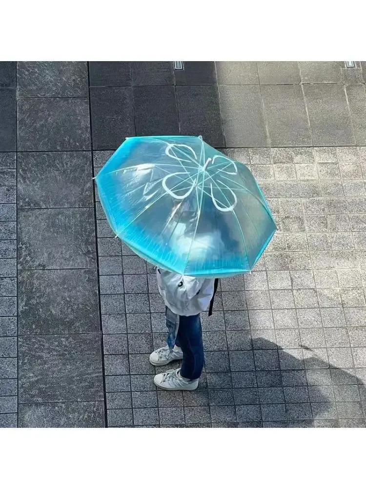 Japanese Sea Moon Jellyfish Umbrella Gradual Transparent Umbrella Rain Rain Rain Gear Girl Simple Small Fresh Umbrella