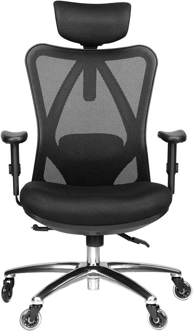 

Ergonomic Office Chair - Adjustable Desk Chair with Lumbar Support and Rollerblade Wheels - High Back with Breathable Mesh