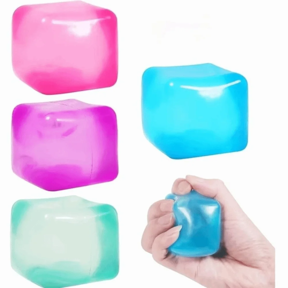 Soft Resilient Ice Cube Squishy Toys Non-Toxic Automatic Rebound Squeeze Cube Toy Washable Transparent Ice Cube Sensory Toy