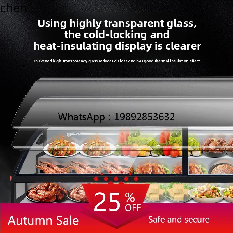 

three-layer stepped refrigerated and frozen display cabinet braised vegetables and cold dishes step ice table