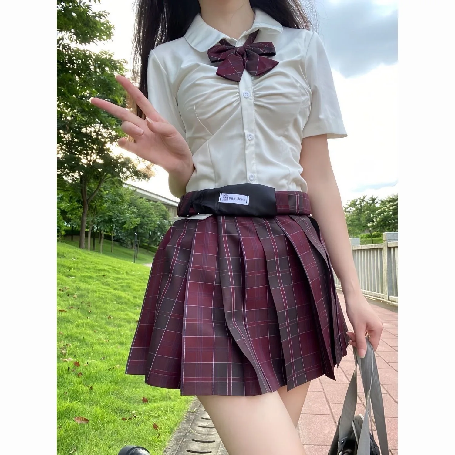 Jk uniforme camicia sottile stile coreano uniforme scolastica originale Top studente uniforme ragazza bianco Top papillon gonna a pieghe vestito