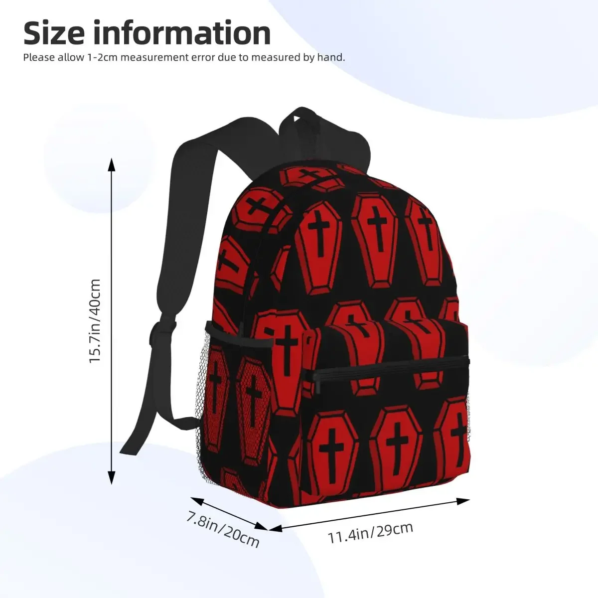 Red Coffin Backpack Daypack Large Capacity Kids BookBag School Bag Shoulder Bags for Men Women