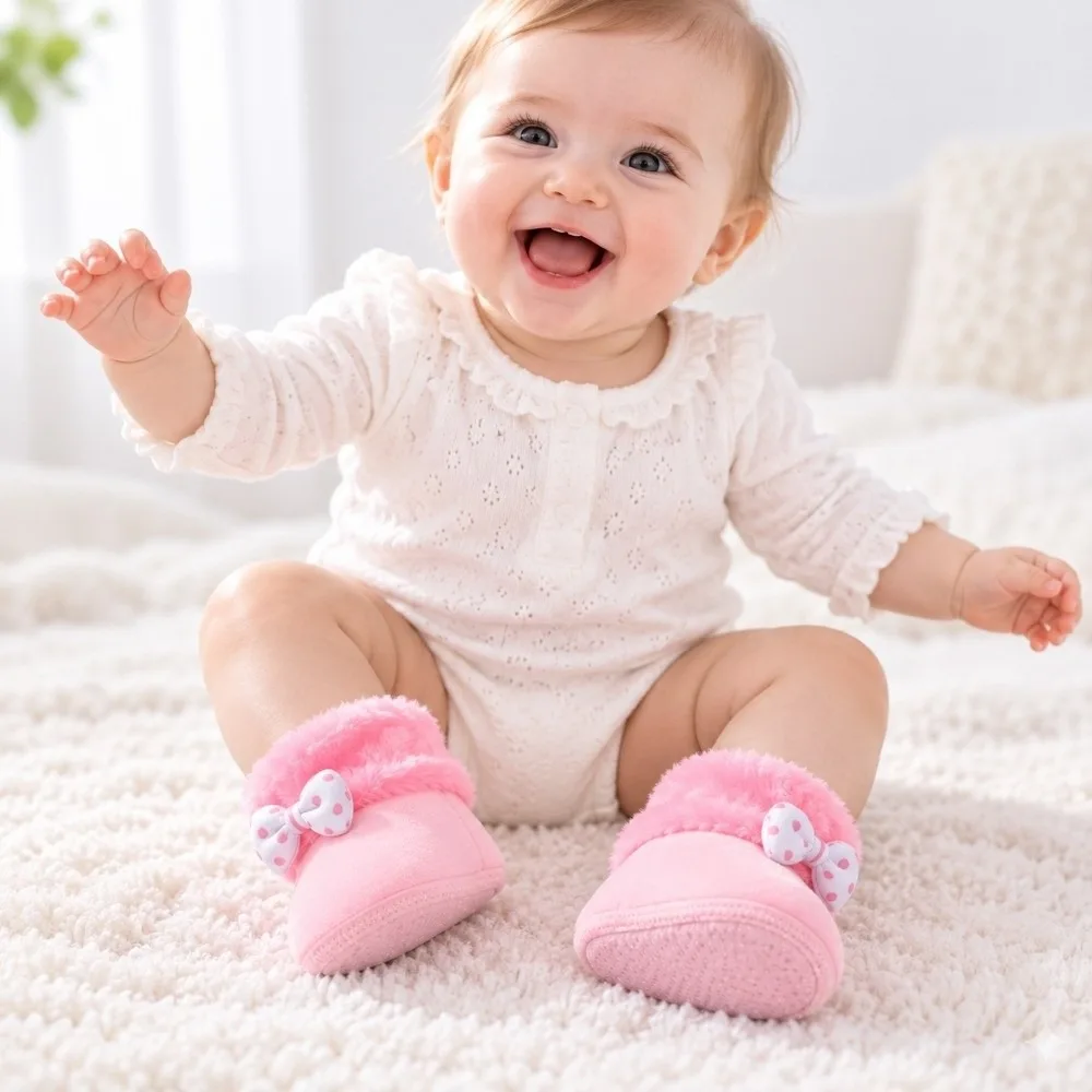 Durable Winter Newborn Shoes Soft Sole 0-12 Months Infant First Walking Shoes Warm Anti Slip Footwear