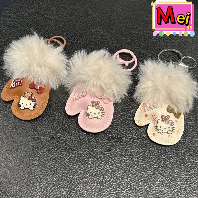 พวงกุญแจตุ๊กตาแมวน่ารัก สร้างสรรค์รูปทรงถุงมือการ์ตูน ของตกแต่งกระเป๋าเป้สะพายหลัง ของประดับตกแต่งรถยนต์ สายคล้องของขวัญวันคริสต์มาสและวันเกิด