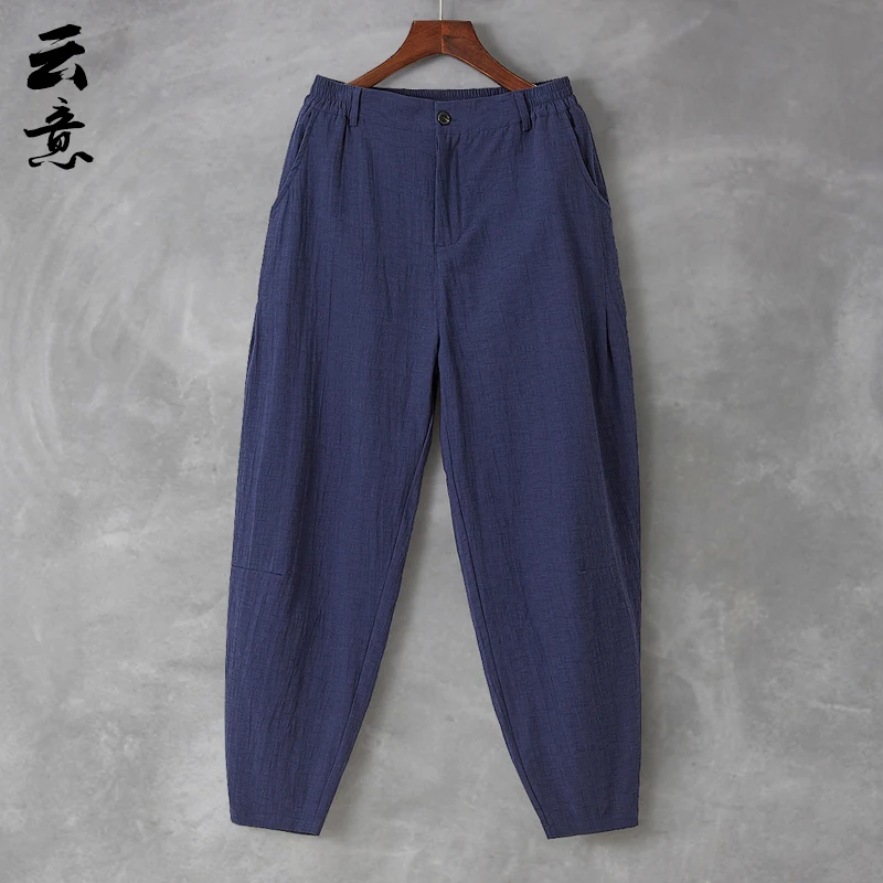 

Loose Cotton Linen Men's Casual Pants Vintage Sle Wide Leg Long Trousers Harlan Pants Autumn Seasonal Leisure Faion