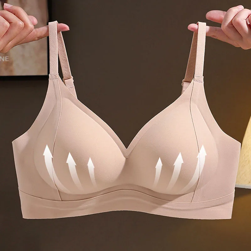 

Women Underwear Seamless Anti Sagging Bra Comfortable Wireless Brassiere Small Chest Gathered Bras New Fixed Cup Lingerie Top