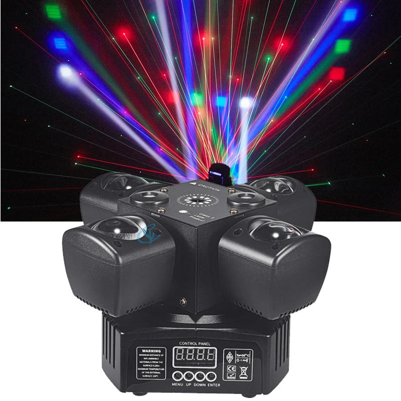 LED 48W Four Arms Moving Head Light Beam+Laser+Strobe 3in1 Stage Effect Disco DJ Lamps DMX For Party Bar Club