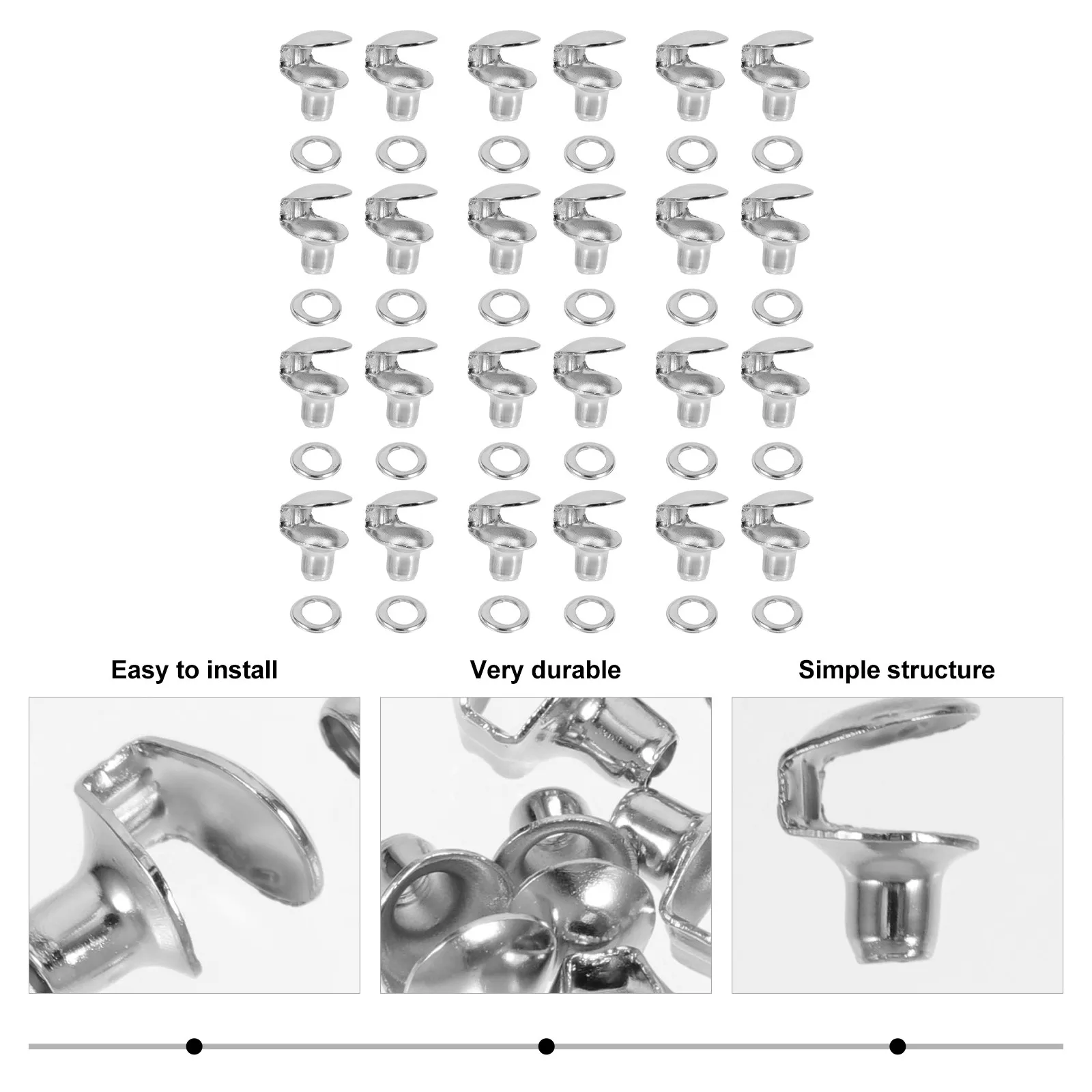 20Pcs Shoe Buckle Accessories Brass Boot Hooks Shoelace Repair Fixing Hooks Shoelace Buckles Set Hook with Gasket