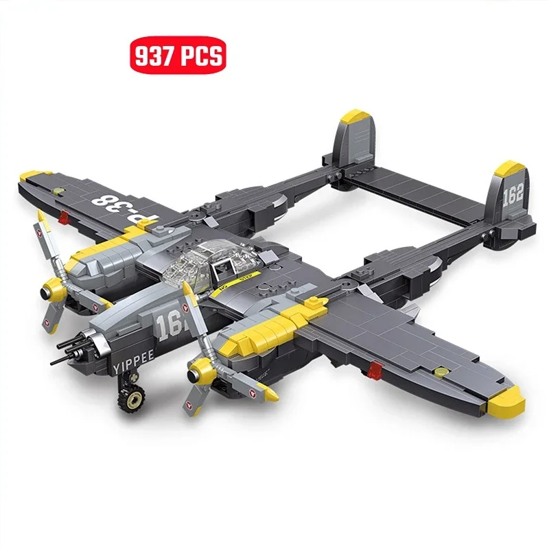 Décennie s de construction d'avion de chasse de pluie P-38 militaire WW2, arme de l'armée américaine, modèle d'avion, briques, jouets pour enfants, cadeaux d'anniversaire pour garçons