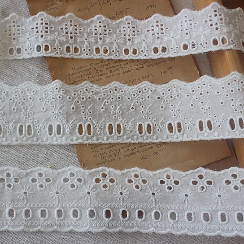 Vintage Embroidered Lace Trim for Wedding Dress, Lace Fabric Accessories, Off White, Cotton, DIY, Sewing, 2Yards