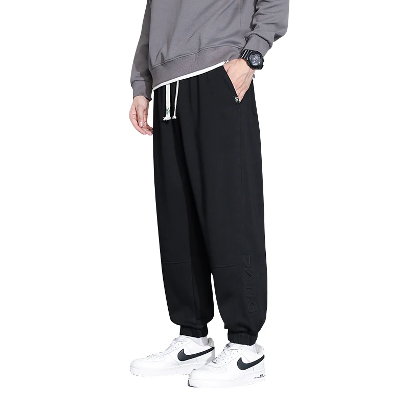 Men's Spring Autumn Solid Pockets High Waisted Letter Printed Elastic Casual Harun Lantern Sports Trousers Formal Vintage Pants