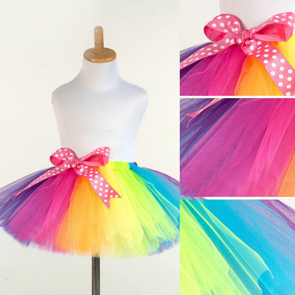 

Rainbow Costume for Girls Party Dress Kids Clothes European and American Skirt Child