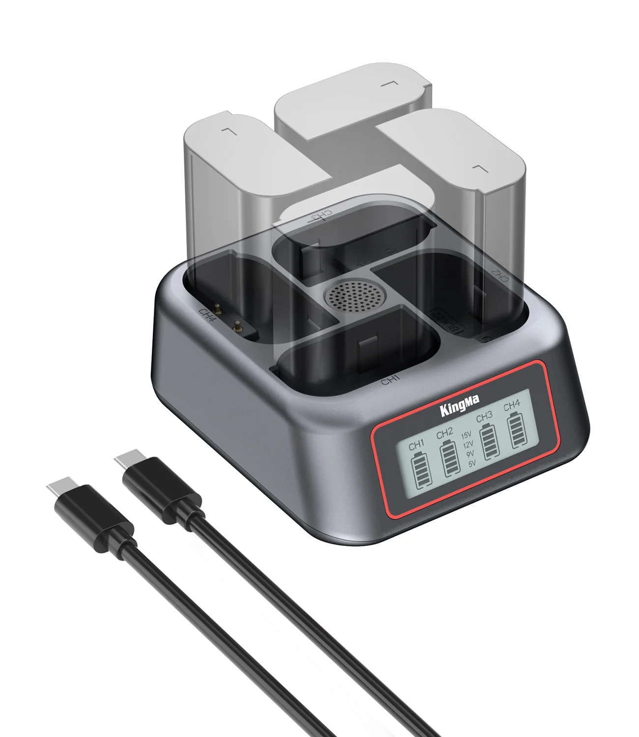 

4-Slot 45W PD USB-C Fast Charger for DMW-BLK22 w/LCD, for Panasonic GH7, S9, GH6, S5 IIX, S5 II, G9 II, GH5 II