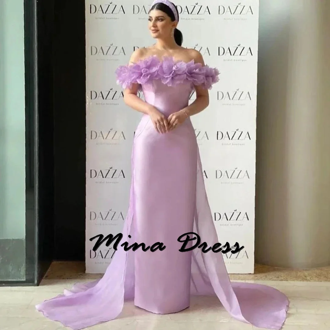 Mina Off the Shoulder Evening Dresses Woman Elegant Luxury Evening Dress 2024 Dubai Sleeveless Applique Prom Dresses Sale Party