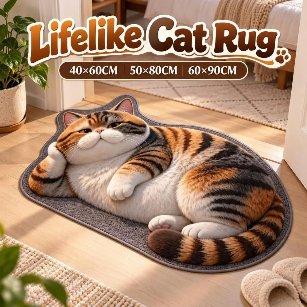 Diatomaceous Earth Lifelike Cat Floor Mat 40×60CM 50×80CM 60×90CM Non-slip Bathroom Carpet Washable Water-absorbing