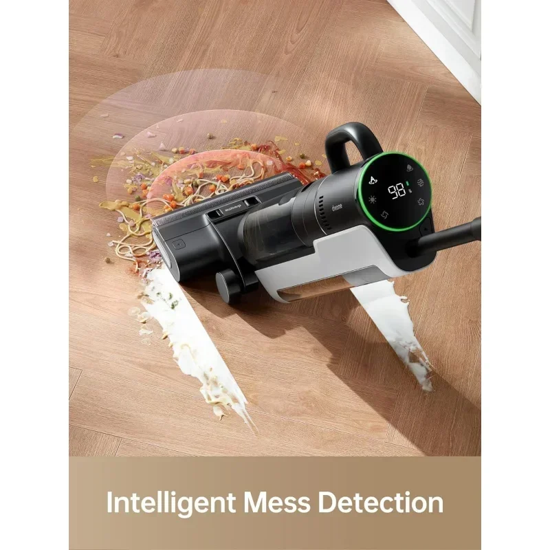 QWDreametech H12 Dual Smart Nat Droog Stofzuiger, Vloerreiniger Mop Combo 4-in-1 Draadloze Stofzuiger met Hete Luchtdrogen