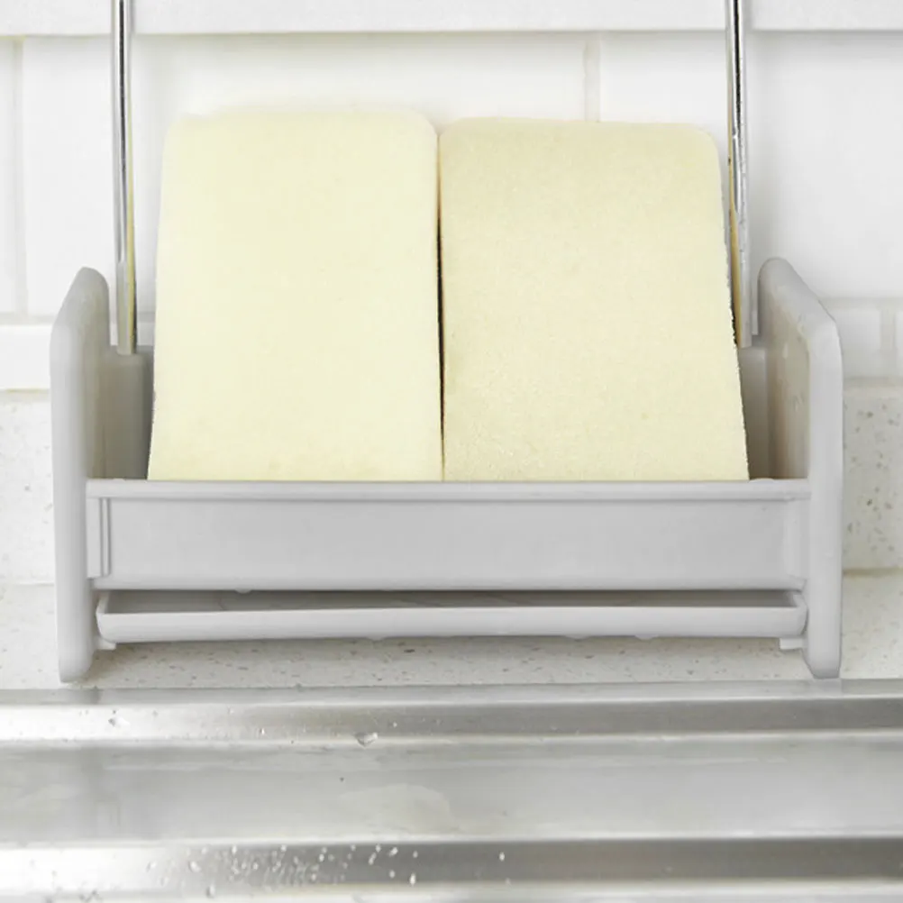 

Plastic Stainless Steel Kitchen Dishcloth Holder No Punch Storage Rack Sink Sponge Holder Multifunctional Cleaning Tool