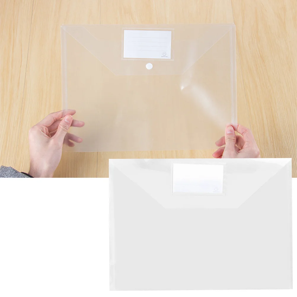 

10Pcs A4 Press Button Document Folder Plastic Snap Closure File Organizer for Office School Home Use Portable Document Holder