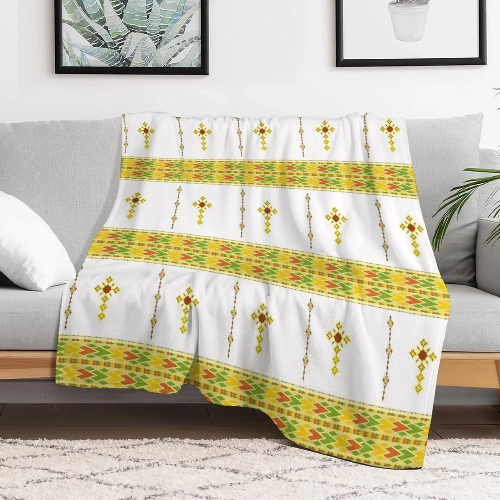 

Ethiopian Habesha tibeb telet Throw Blanket for babies Retros Blankets